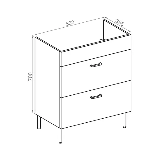 Тумба універсальна RJ Jet-L із умивальником RJ Jenor RZJ510 50 см Білий RJFU040-4150WHSET(RJFU040-4150WH + RZJ510) Білий - фото 2