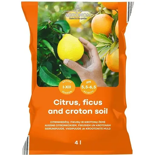 Торфосмесь Seklos Agronom для цитрусовых растений инжира и кротонов 4 л (904040) - фото 1