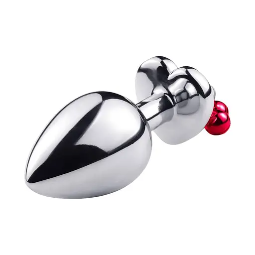 Металеві анальні пробки з підвісками-дзвониками водонепроникні 7 см х 2,8 см червоні - фото 2