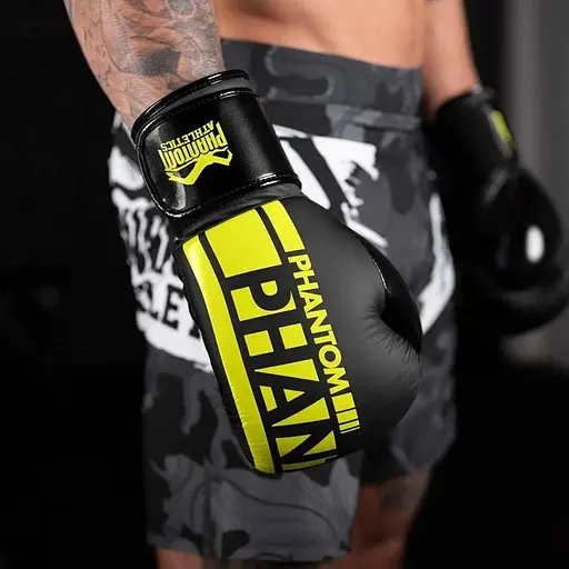 Перчатки боксерские Phantom Athletic Apex Elastic Black/Neon Yellow - 14 унций - фото 4