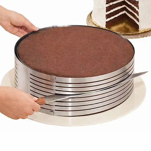 Розсувна форма кільце кондитерське з прорізами слайсер для нарізки коржів бісквіту 24-30 см (H 8 см) Сірий 88205 - фото 5