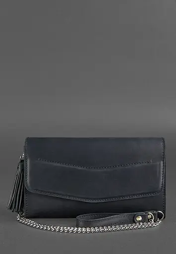 Женская кожаная сумка Элис синяя crazy horse - фото 3