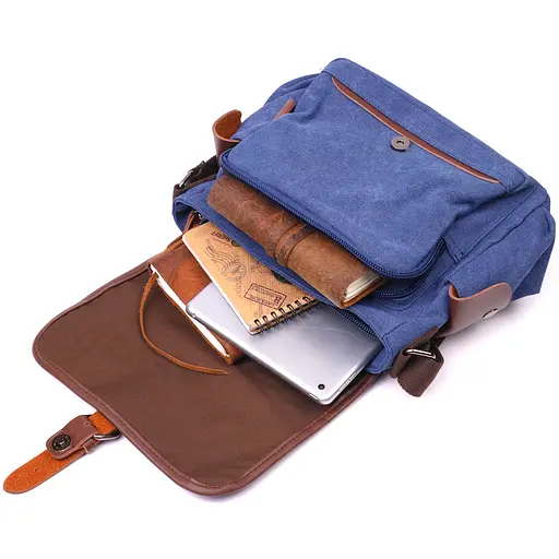 Цікава горизонтальна чоловіча сумка з текстилю 17х24х13 см Vintage 17х24х13 см sum0021441 - фото 6