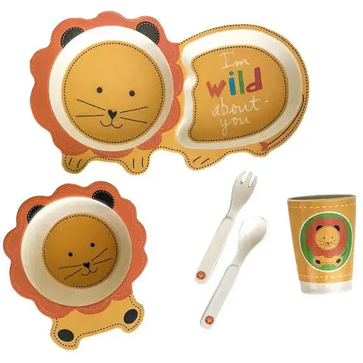 Дитячий бамбуковий посуд Левеня набір із 5 предметів BP3