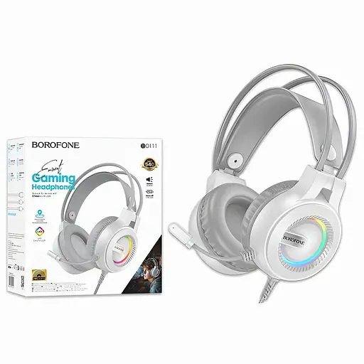 Навушники HiFi BOROFONE BO111, 3.5 мм Jack, чутливістью 117 дБ та м'якою еко-шкірою, білі - фото 2