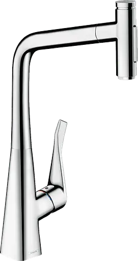 Змішувач Hansgrohe Metris Select 320 2jet кухонний з витяжним виливом Sbox 73816000 Хром - фото 1