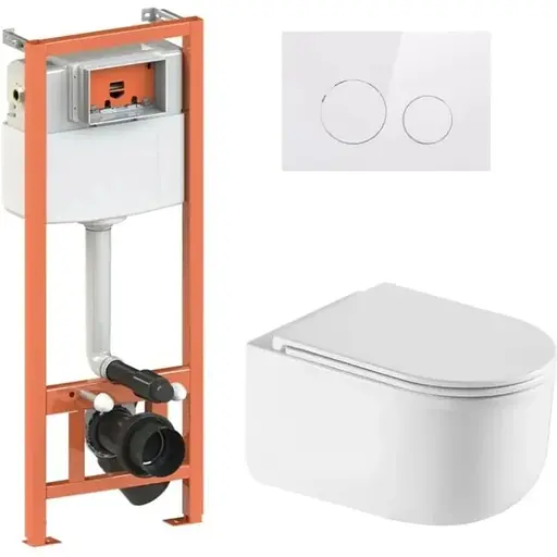 Набір Q-tap Nest 4 в 1 підвісний унітаз Taurus Ultra Quiet 490x360x380 + комплект інсталяції QT2433084EUQW46146 - фото 1