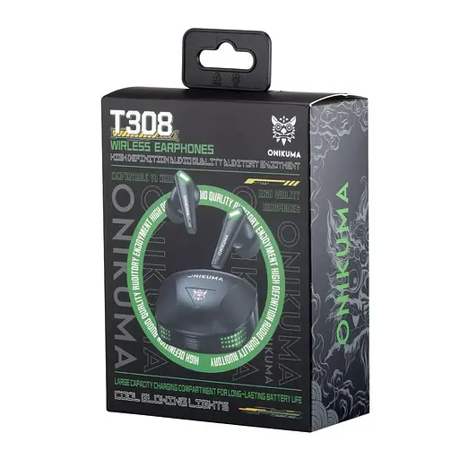Геймерські Bluetooth навушники Onikuma T308 із зарядним кейсом Ігрова гарнітура Чорний - фото 6