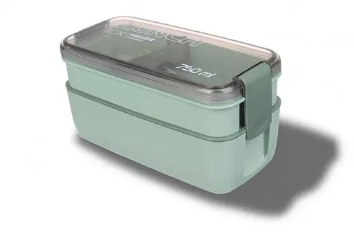 Ланч-бокс эко на 2 яруса с приборами Laprida Delicious lunch 02 Зеленый 750 мл (64-21-1172) - фото 1
