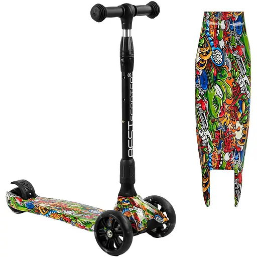 Дитячий самокат Best Scooter Maxi складаний 25х62 см Різнобарвний 000254982