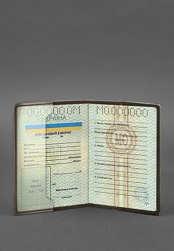 Кожаная обложка для военного билета 7.0 темно-коричневая - фото 4