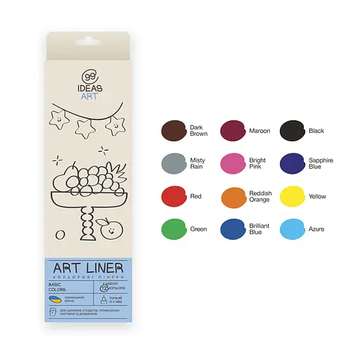 Набір кольорових лінерів, 12 кол.,12 set Basic colors, 99IDEAS