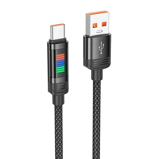 Кабель Hoco U126 Lantern charging data cable USB-A to Type-C 1,2 м 5A черный - фото 1