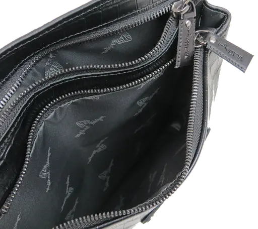 Мужская кожаная наплечная сумка под крокодила черная Mykhail Ikhtyar sum0028768 - фото 9