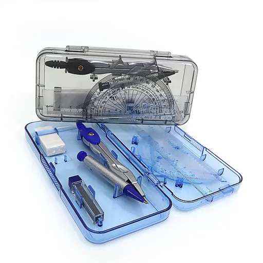 Готовальня, 7 предметов, 4 линейки, циркуль, грифель, ластик, AJ-1006 - фото 2