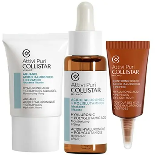 Набір для жінок Collistar Attivi Puri: Концентрат для обличчя 30 мл + Крем-аквагель для обличчя 15 мл + Концентрат для контуру очей 5 мл