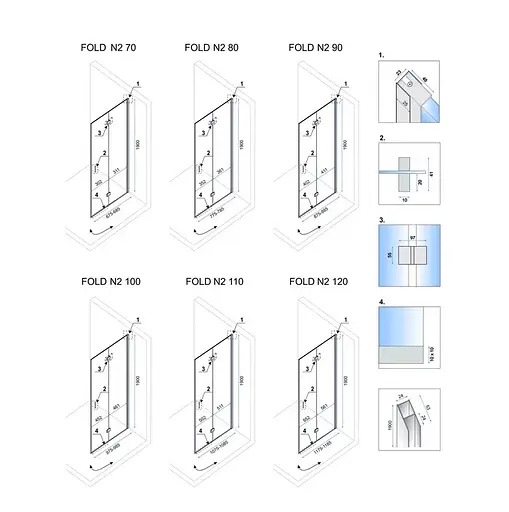 Душевая кабина Rea Fold N2 100x120 chrome REA-K7439 + REA-K7437, Универсальная, прозрачная, хром - фото 6