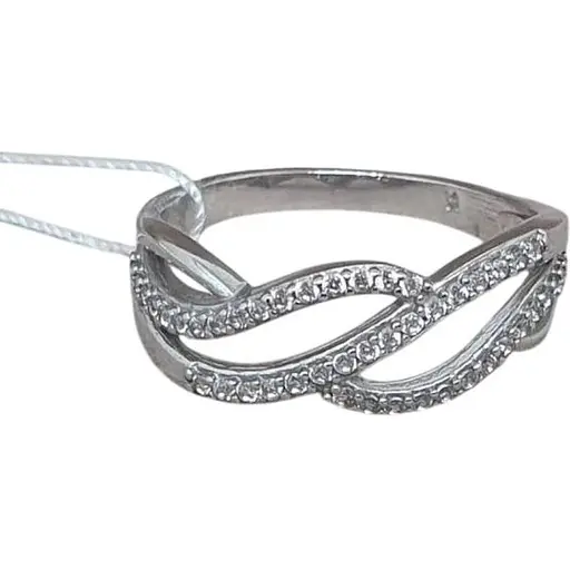 Серебряное кольцо Агни ЗВУЧАНИЕ с фианитами. 1162/1Р-CZ 17
