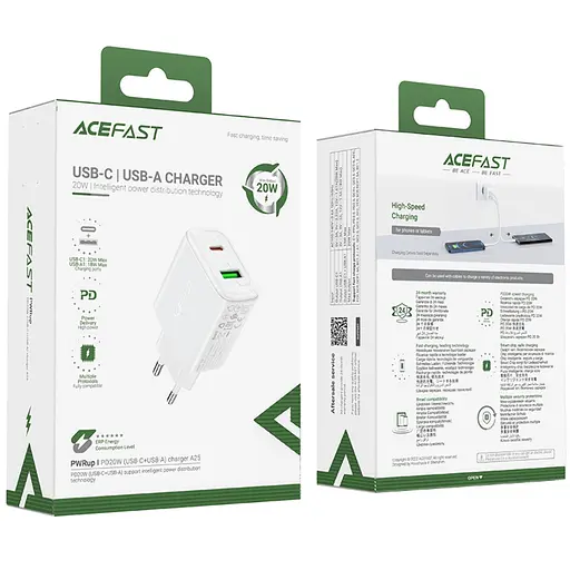 Зарядний пристрій Acefast A25 USB/ Type-C QC PD 20W білий - фото 7