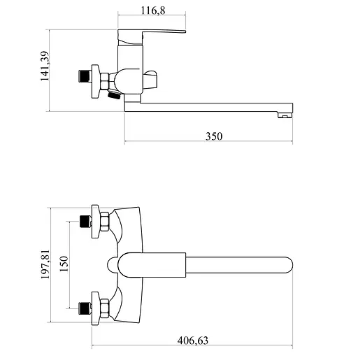 Змішувач для ванни DOMINO RONDO DND-208 сантехніка з лійкою та шлангом для комфортного душу - фото 6