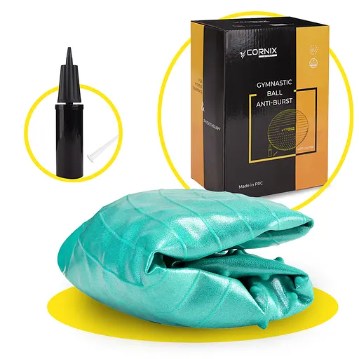 Мяч для фитнеса (фитбол) Cornix 55 см полумассажный Anti-Burst Mint XR-0464 - фото 4