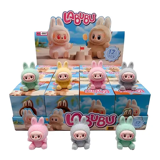 Мягкая фигурка-сюрприз Labubu 7 см сидящий, разные цвета (KO-8667)