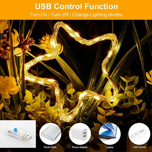 Гирлянда Vacoulery Набор из 4 сказочных огней, 15M 150 светодиодный таймер 8 режимов USB-фейки с дистанционным управлением - фото 2