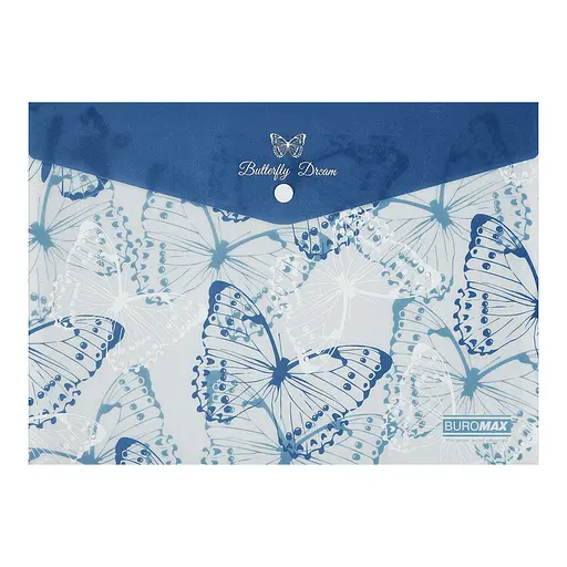 Папка-конверт А4 на кнопці MACHAON ARABESKI синя BM.3943-02 BUROMAX матовий напівпрозорий пластик (4823126816258) - фото 1