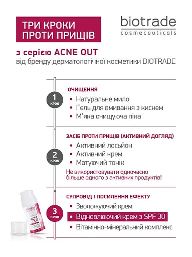 Уценка. Восстанавливающий крем Biotrade Acne Out 30 г (3800221840761) - фото 4