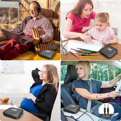 Портативний CD-плеєр Bluetooth з динаміками, перезаряджається CD-плеєр 1800 мАг Портативний із захистом від ударів/захистом - фото 3