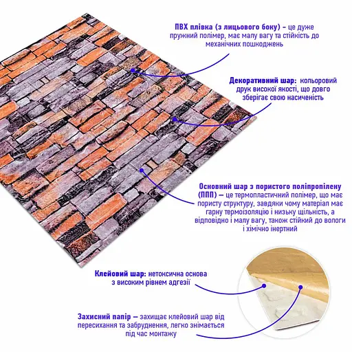 Декоративная 3D панель 700х770х6мм Кирпич Екатеринославский песчаник (045) SW-00000044 - фото 2