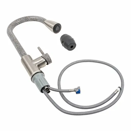 Смеситель для кухни с выдвижным изливом Platinum KT 8203 (8614) микс Комби Графит - фото 2