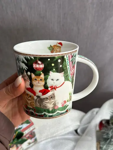 Чашка новорічна BonaDi R33357 Різдвяні коти фарфор у подарунковій коробці 420мл - фото 3