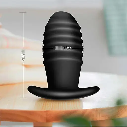 Силиконовый анальный вибратор водостойкий унисекс черный 5 см - фото 3