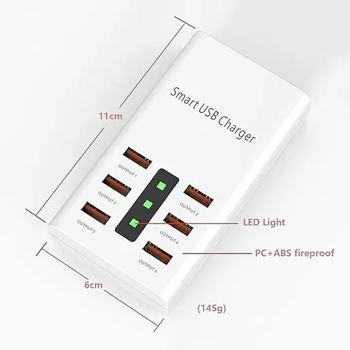 Сетевое зарядное устройство Addap 6 USB портов 30 Вт Smart USB Charger A5 (XL-A5) - фото 4