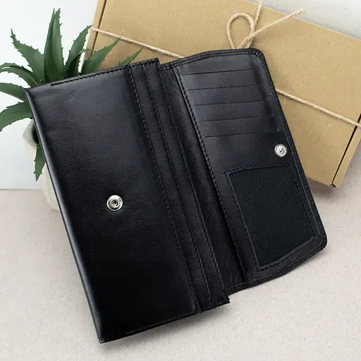 Гаманець жіночий шкіряний Leona чорний пітон - фото 2