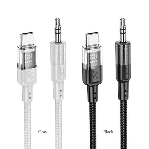 Аудиоадаптер Hoco UPA27 Spirit transparent digital audio conversion cable Type-C 1.2 м серый - фото 5