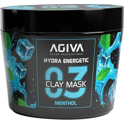 Маска для лица Agiva Hydra Energetic глиняная с ментолом 300 мл