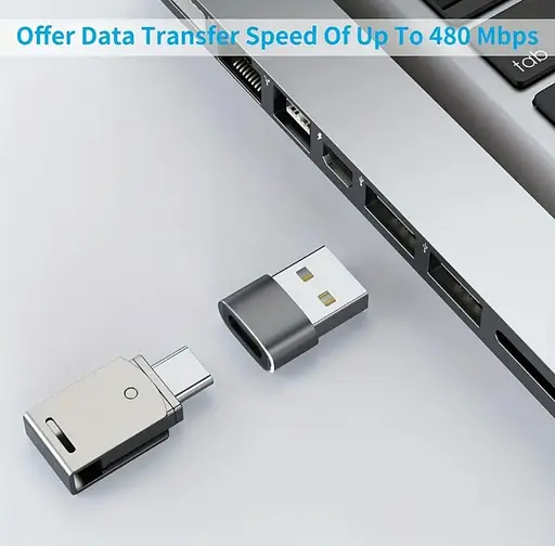 Перехідник з USB на Type-C OTG, USB Type-C. Чорний - фото 2