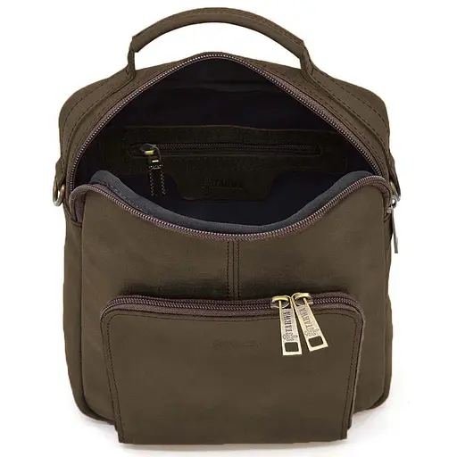 Чоловіча сумка на плече з кінською шкірою ручкою TARWA 24х26х9 см sum0028151 - фото 3