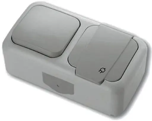 Розетка із заземленням і одинарним вимикачем VIKO Palmiye сірий (90555581)