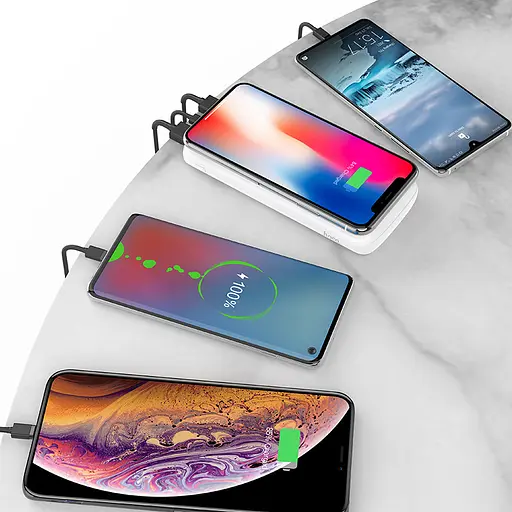 Зовнішній акумулятор із бездротовою зарядкою Hoco J56 Sea power 10000 mAh білий - фото 4