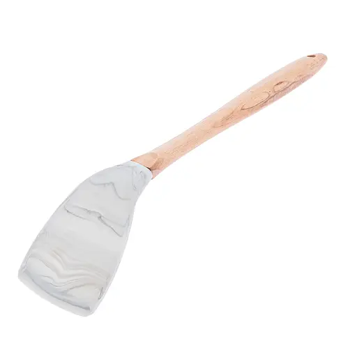Лопатка силіконова під мармур з дерев'яною ручкою та петлею для підвішування 32.5 см, Kitchen Master 86311 - фото 3