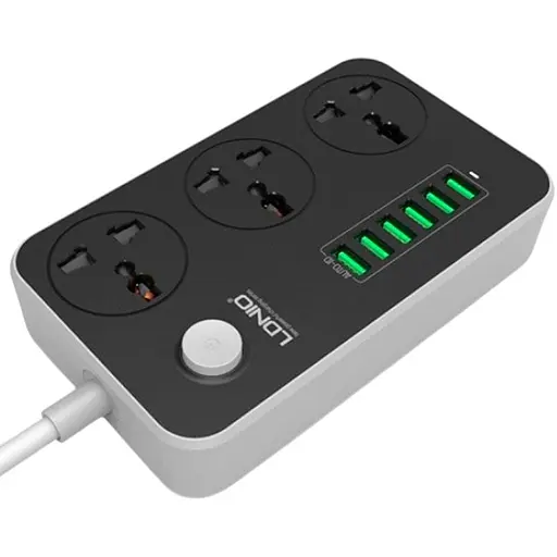 Сетевой фильтр LDNIO SC3604, 3 Розетки + 6 USB 2 м сечение 3х0.75 мм Black Box - фото 2