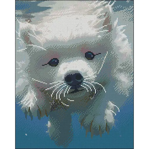 Алмазна мозаїка Strateg ПРЕМІУМ Пухнастий плавець без підрамника розміром 40х50 см (ZAV4050-9) - фото 1