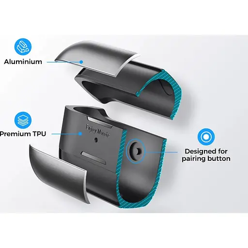 Чехол AhaStyle Rugged Aluminium Case для AirPods Pro 2 Dark Grey [133855] - фото 3