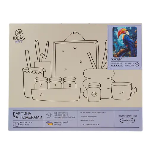 Набор для росписи по номерам "Какада" 40*50 см, IDEA2-GX47438, ТМ "99IDEAS" - фото 4