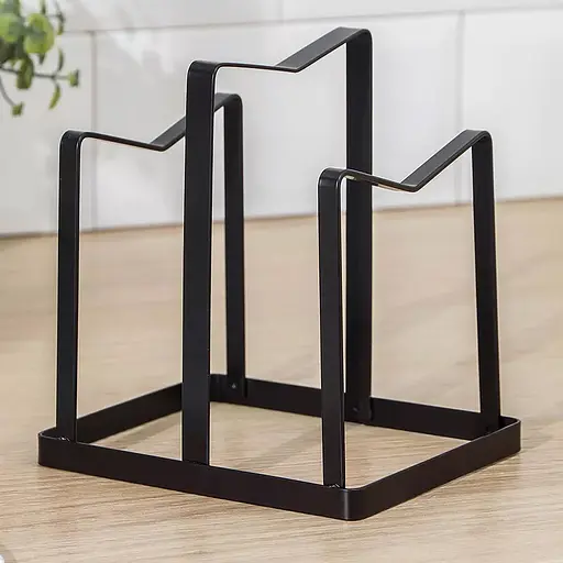 Тримач органайзер настільний кухонний для кришок каструль на 2 відділення, Kitchen Master Чорний 86192 - фото 4