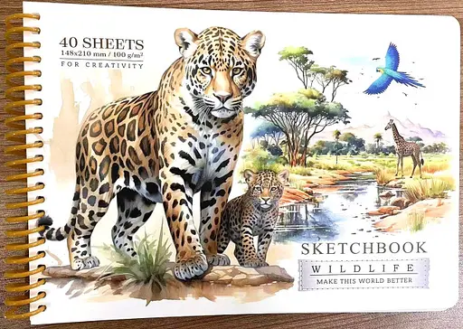 Скетчбук N9652 А5, 40 аркушів, чисті аркуші, 100 г/м²