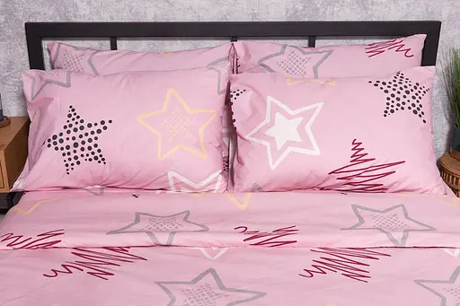 Комплект постільної білизни Moon&Star Бязь Gold Люкс Alpha Pink Дитячий 110x140 см наволочки 2x50x50 см - фото 3